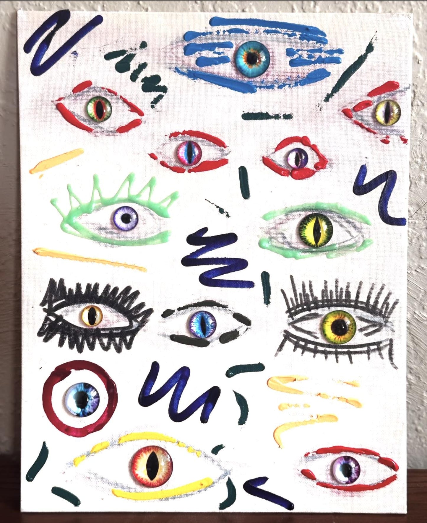 All the Eyes I’ve Been – Mixed Media Eye Art by Ilgaz Kuren, Surreal Abstract Portrait in Gaze, Alien Vision, and Identity Fragmentation