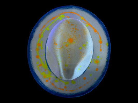 Cosmic Neon Splatter Fedora with UV Reactive Colors