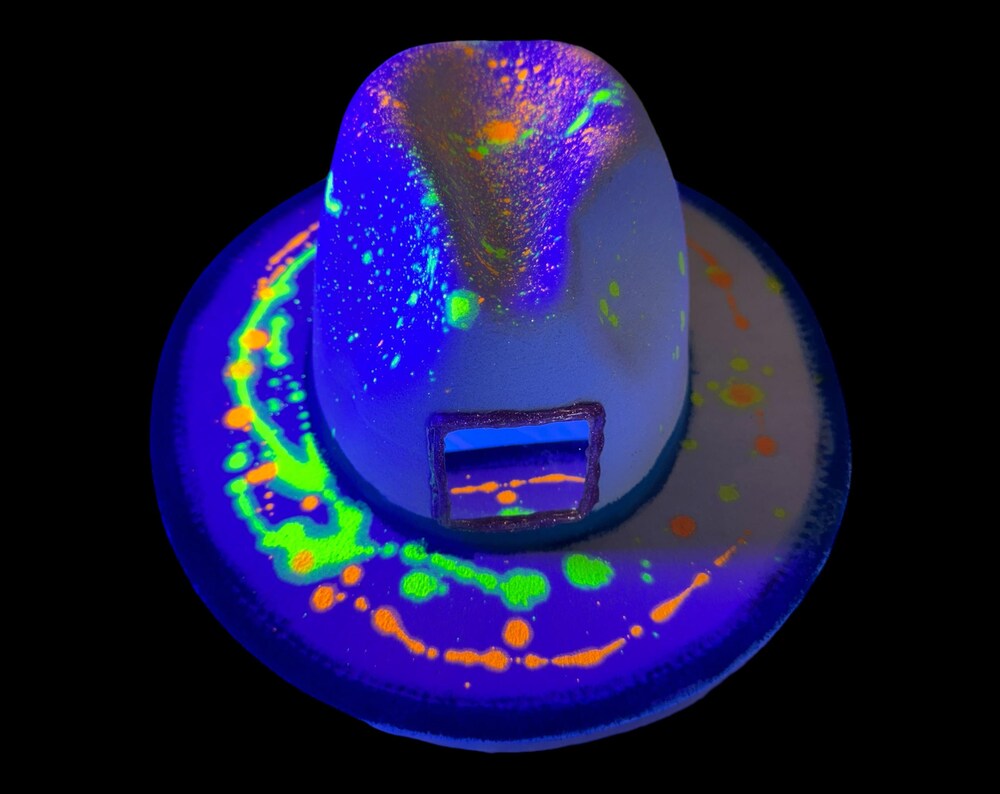 Cosmic Neon Splatter Fedora with UV Reactive Colors