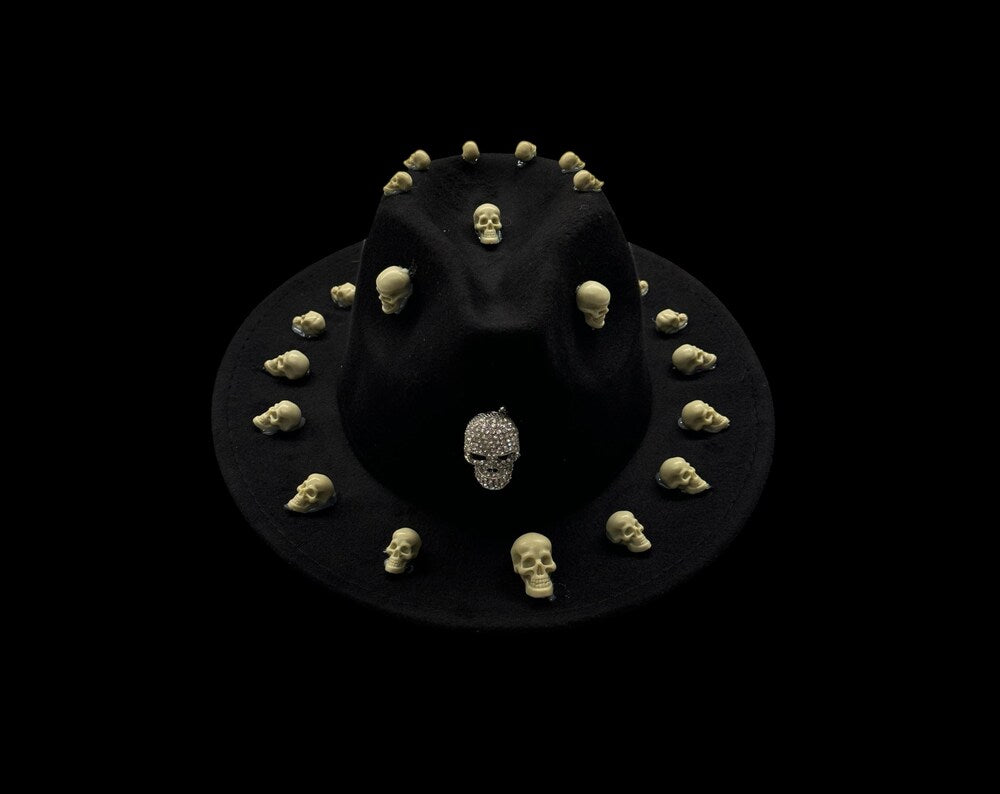 Handmade Black Skull Halloween Hat