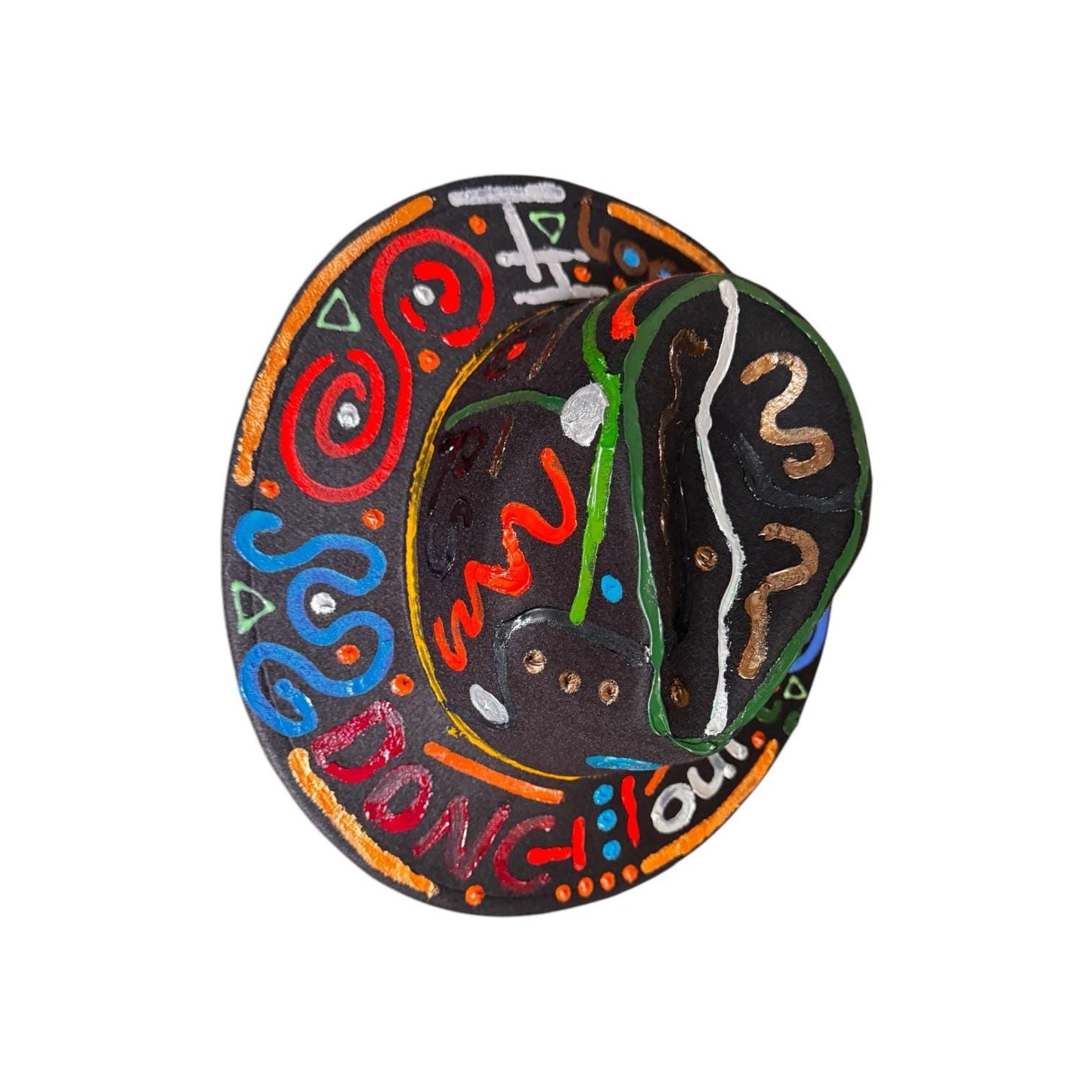 Hand-Painted Fedora: Colorful French Word Art, Burning Man Rave Hat