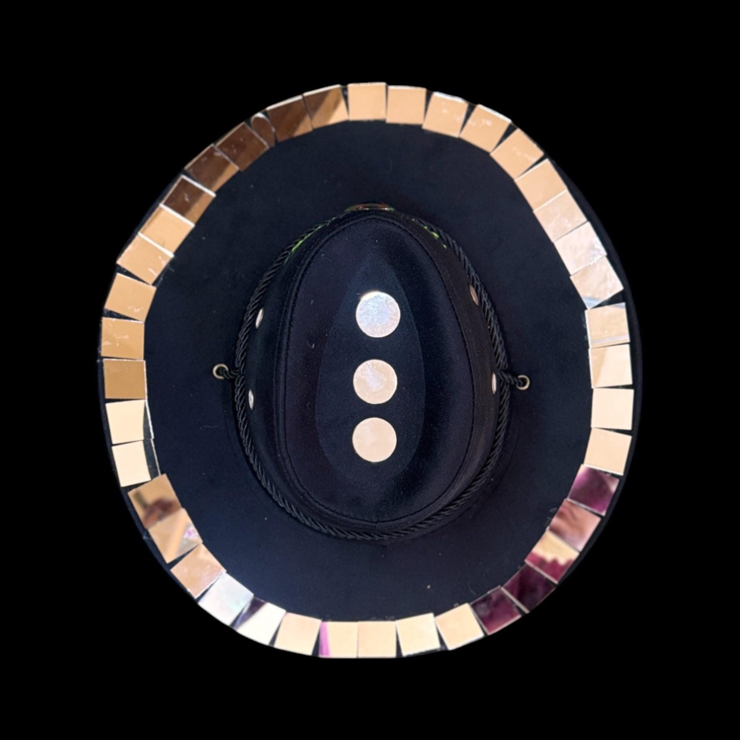 Burning Man Mirror Cowboy Hat: Hand-Painted Dragon Eye UV Rave Hat