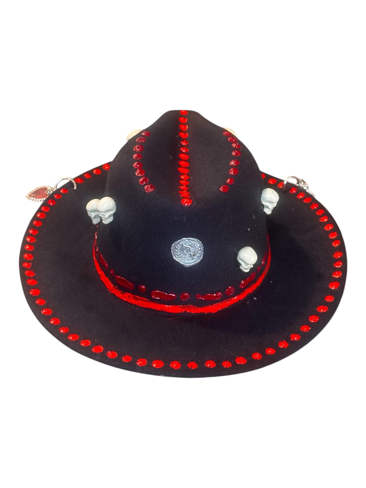 Handmade Black Felt Skull Hat: Gothic Halloween Festival Hat