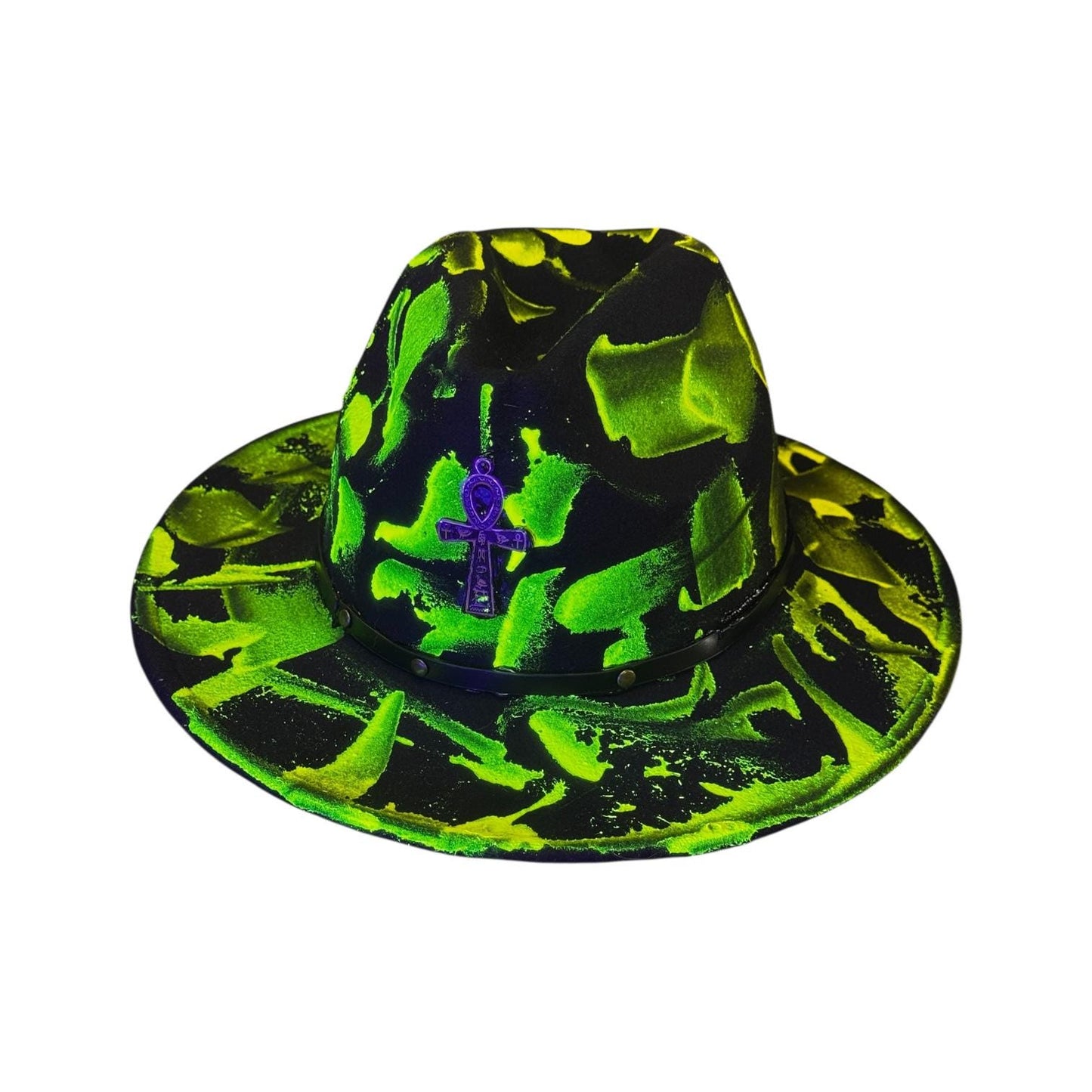 Phantom Pulse Ankh – Neon Green & Black Halloween Glow Hat