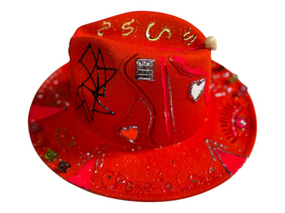 Chose To Love Dare To Leave | Modifiable Size | Psychedelic Red Visionary Art | Burning Man Rave Costume | Unique Wearable Art, Handcrafted