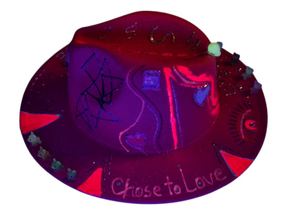 Chose To Love Dare To Leave | Modifiable Size | Psychedelic Red Visionary Art | Burning Man Rave Costume | Unique Wearable Art, Handcrafted