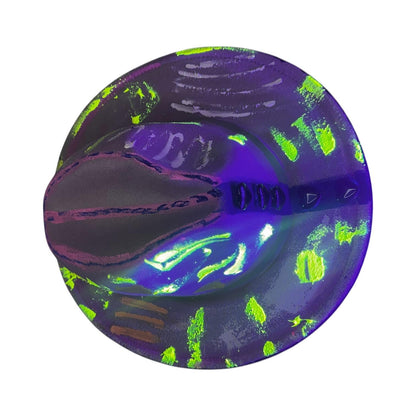 Unisex Pastel Neon Glow Fedora—Hand Painted Festival Hat with UV Splatter Heart Studs Psy Rave Art Hat for Burning Man & Festivals like LIB