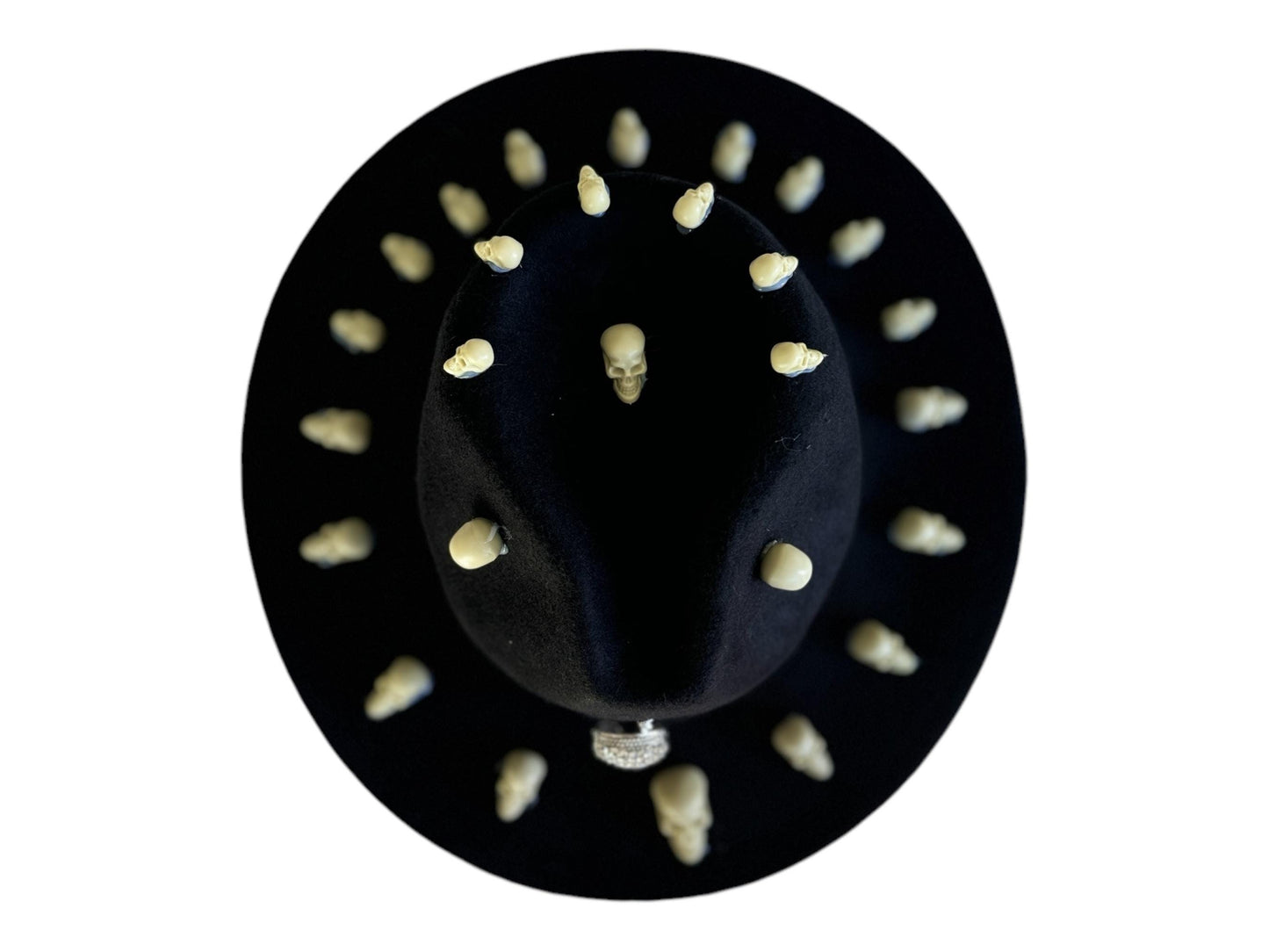 Handmade Black Skull Halloween Hat – Unisex Costume Hat with Spooky Skull Details, Perfect for Festivals, Parties, and Dark Theme Events