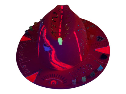 Chose To Love Dare To Leave | Modifiable Size | Psychedelic Red Visionary Art | Burning Man Rave Costume | Unique Wearable Art, Handcrafted