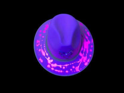 Glow-in-the-Dark Neon Handmade Heart Fedora, Festival Rave Hat, Neon Hat, UV Reactive Hat, Unique Fedora Valentine's Day, Valentine Gift