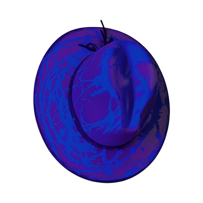 Blacklight Purple Splash Fedora Hat – UV Reactive Rave Hat with LED Accents – Psychedelic Festival Headwear for Burning Man & Beyond
