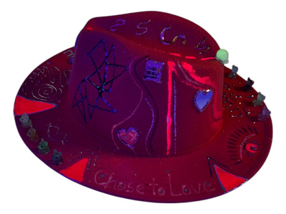 Chose To Love Dare To Leave | Modifiable Size | Psychedelic Red Visionary Art | Burning Man Rave Costume | Unique Wearable Art, Handcrafted