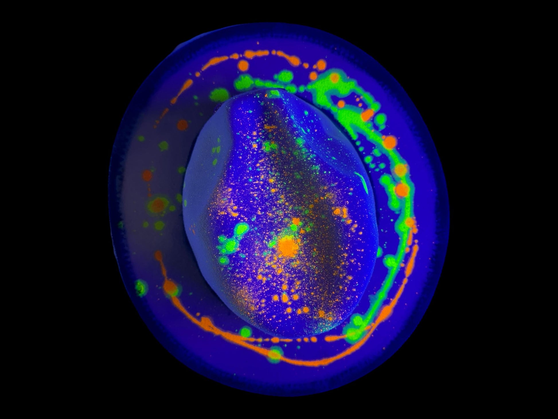 Cosmic Neon Splatter Fedora with UV Reactive Colors