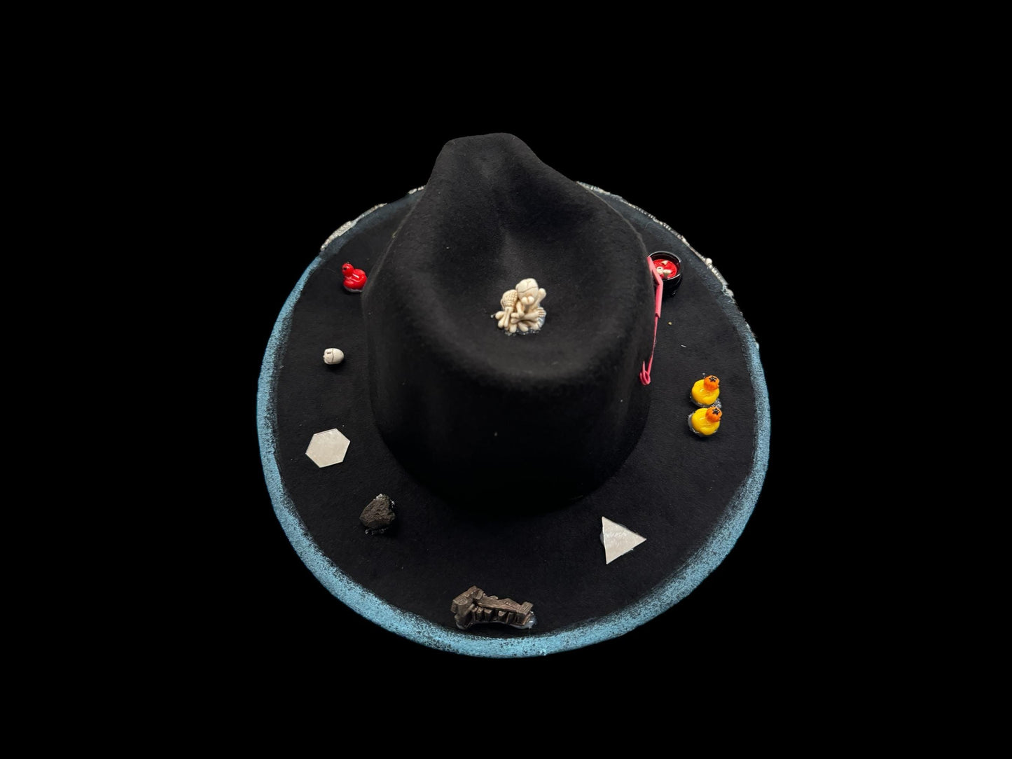 Handmade Halloween Hat: Black Costume Hat with Skulls