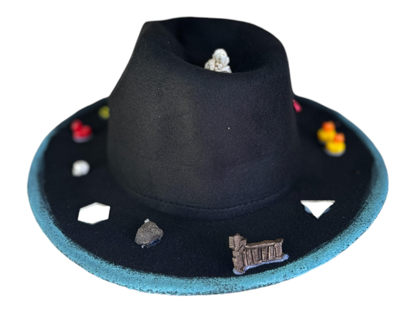 Handmade Halloween Hat: Black Costume Hat with Skulls