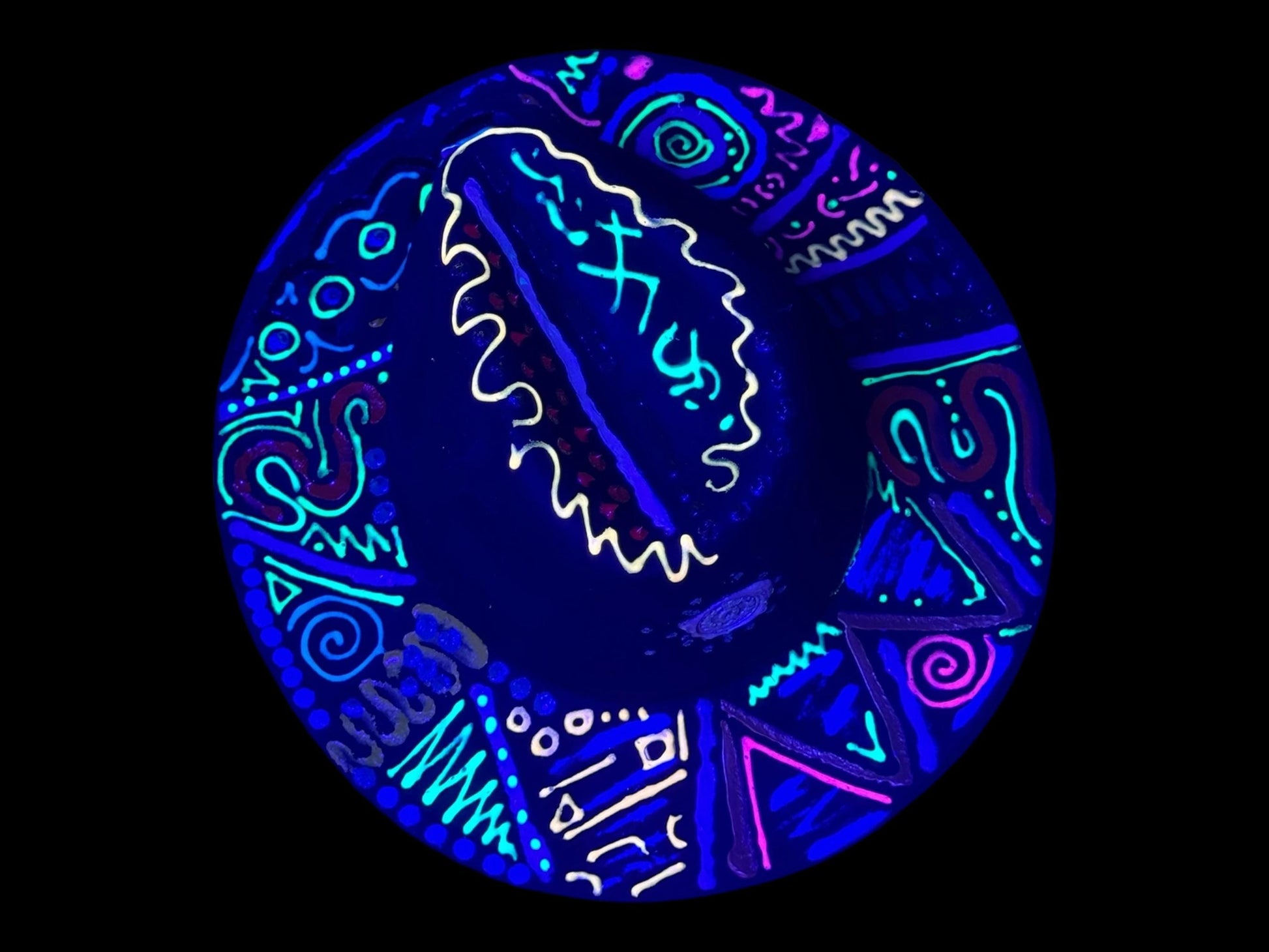 Hand-Painted Psychedelic Guitar Festival Hat: Vibrant Rave Costume