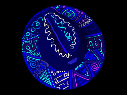 Hand-Painted Psychedelic Guitar Festival Hat: Vibrant Rave Costume