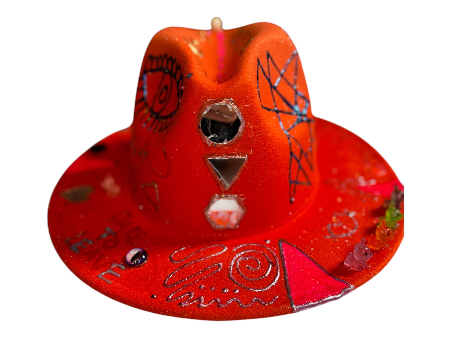 Psychedelic Burning Man Fedora: Hand-Painted Rave Costume, UV Reactive