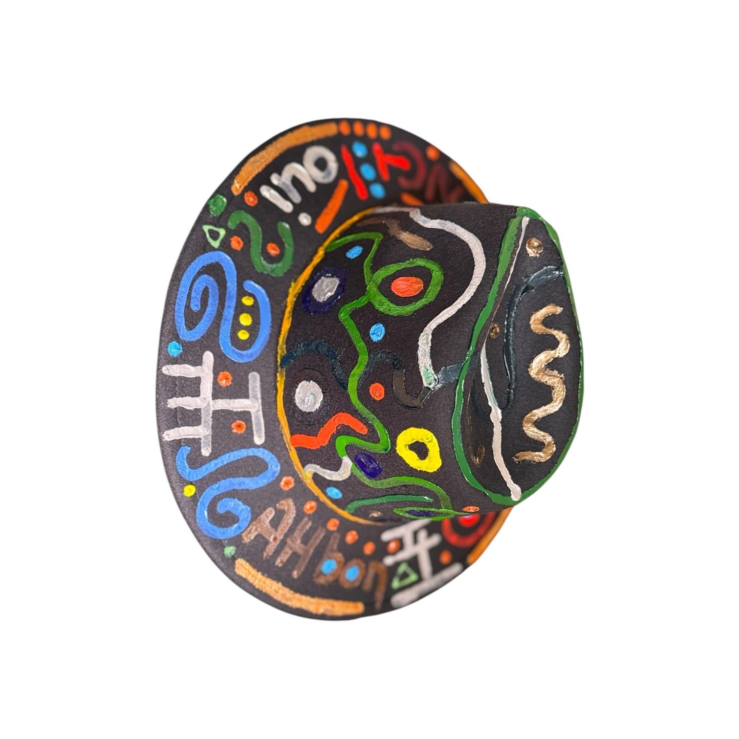 Hand-Painted Fedora: Colorful French Word Art, Burning Man Rave Hat