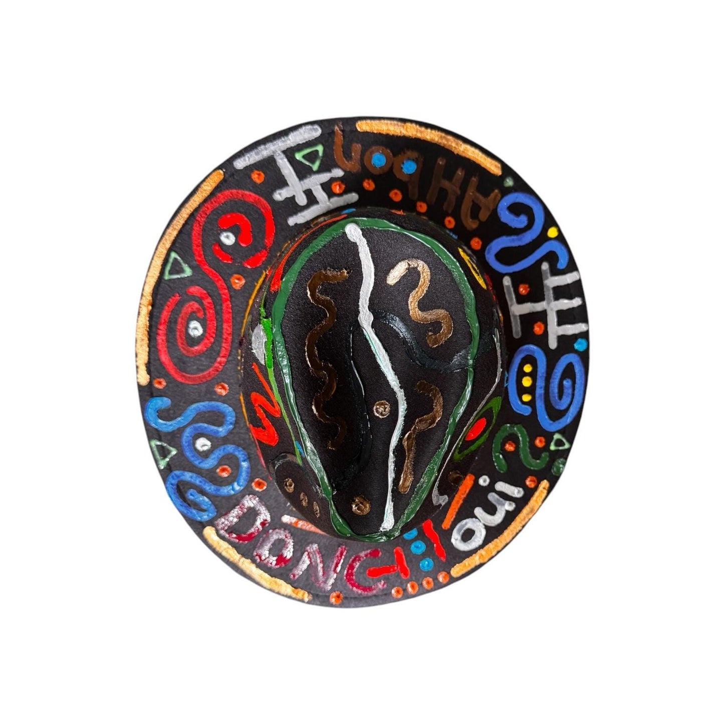 Hand-Painted Fedora: Colorful French Word Art, Burning Man Rave Hat