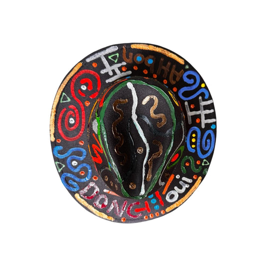 Hand-Painted Fedora: Colorful French Word Art, Burning Man Rave Hat