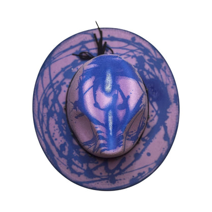 UV Reactive Fedora Hat: Blacklight Purple Splash, Rave Festival Headwear