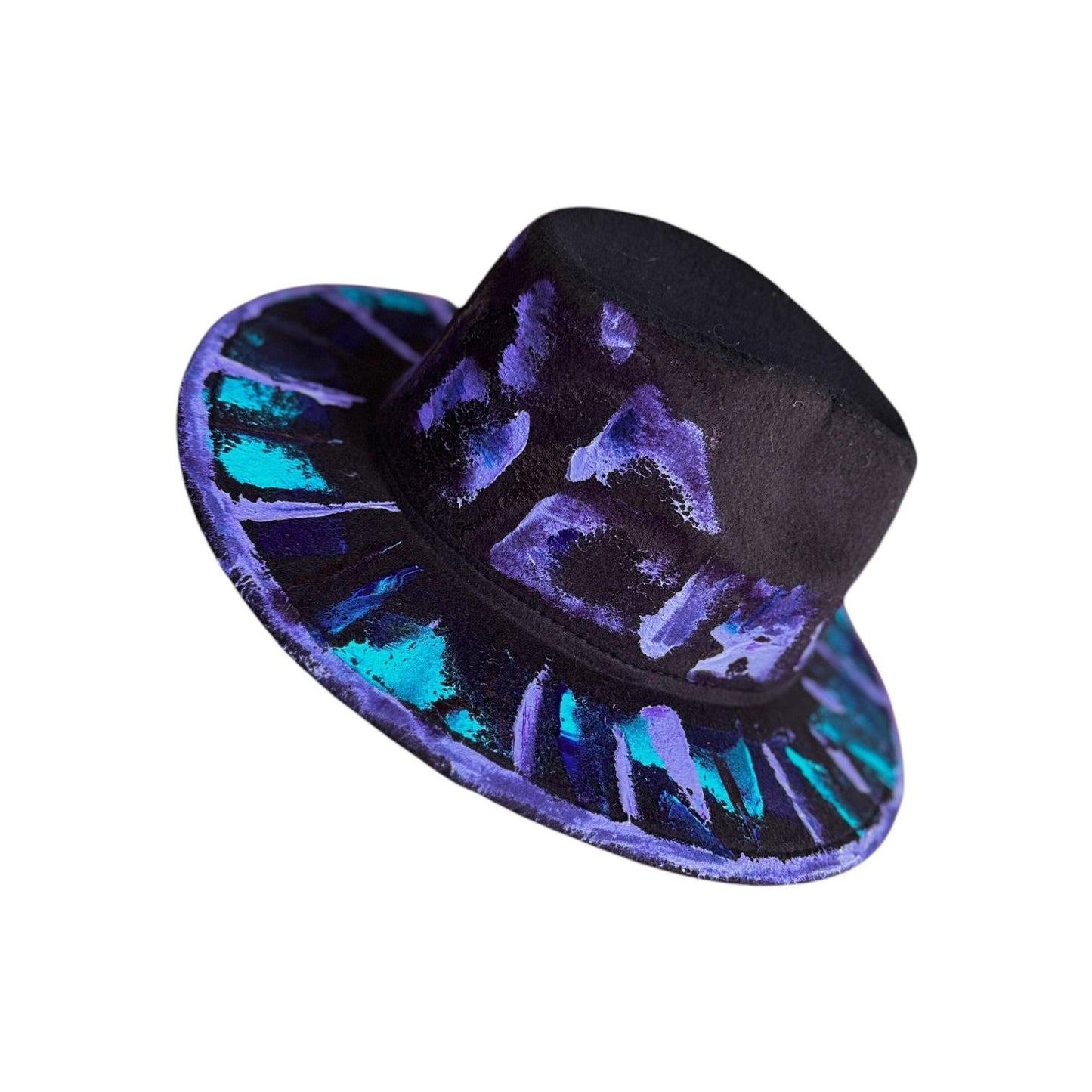 Hand-Painted Amethyst Spider Fedora: Festival Gothic Hat