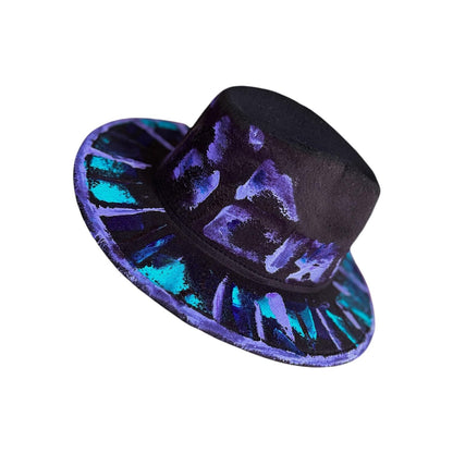 Hand-Painted Amethyst Spider Fedora: Festival Gothic Hat