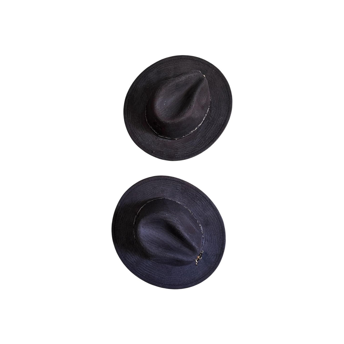 King & Queen of Hearts Fedora Set: Black Unisex Hats with Card Soldier Brooches