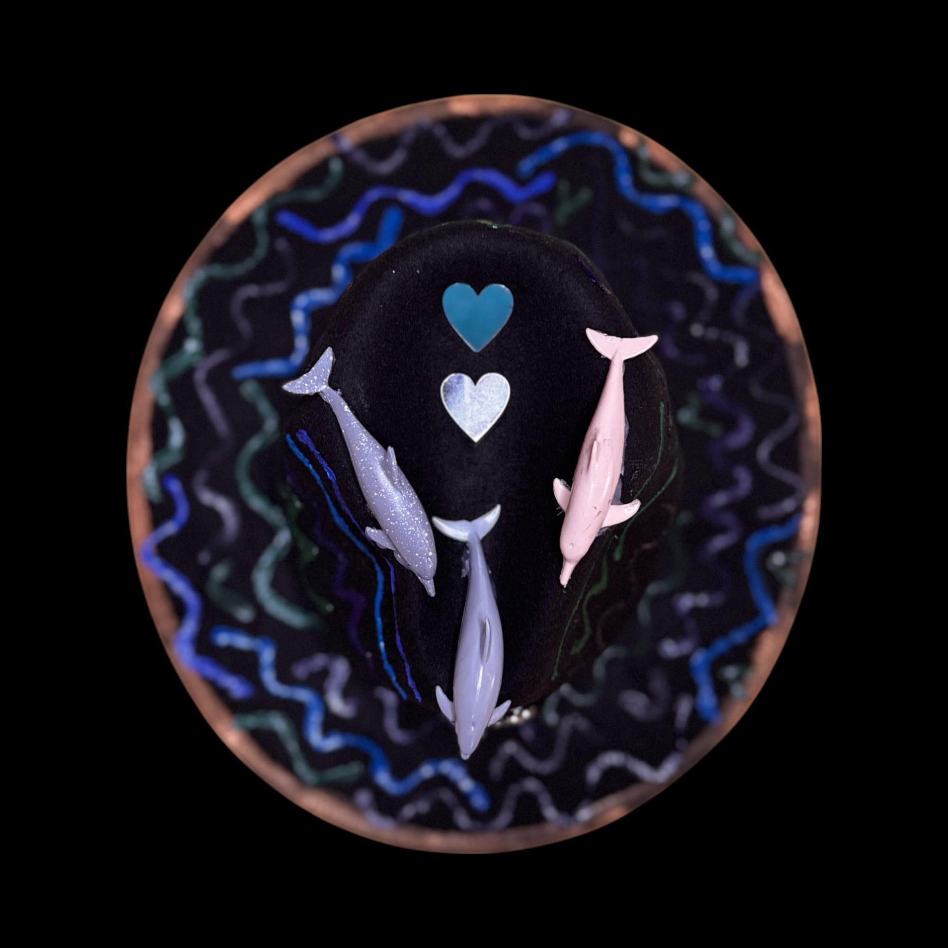 Ocean Festival Fedora: UV Glow Dolphin Hat with Octopus Brooch