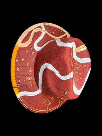 Hand-Painted Tree of Life Fedora: Boho Earth-Tone Art Hat