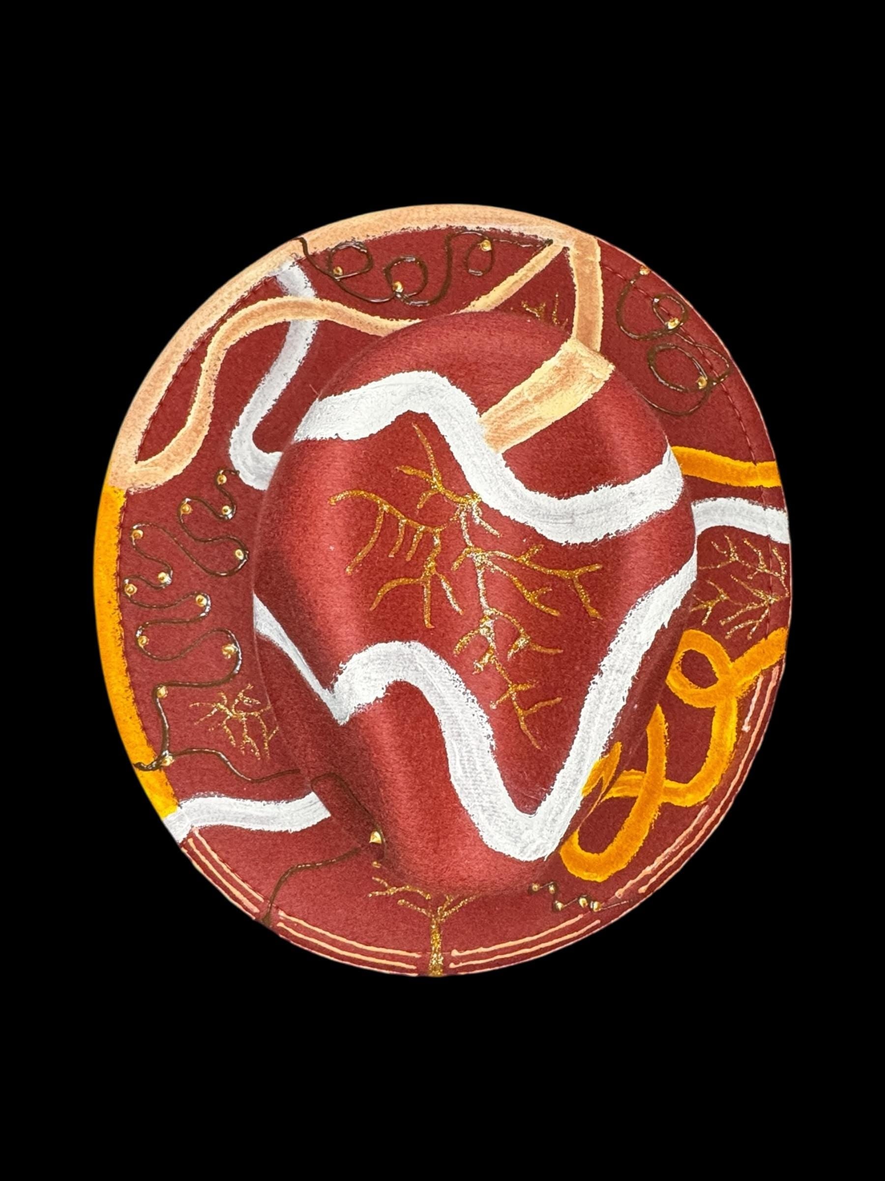 Hand-Painted Tree of Life Fedora: Boho Earth-Tone Art Hat