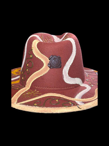 Hand-Painted Tree of Life Fedora: Boho Earth-Tone Art Hat