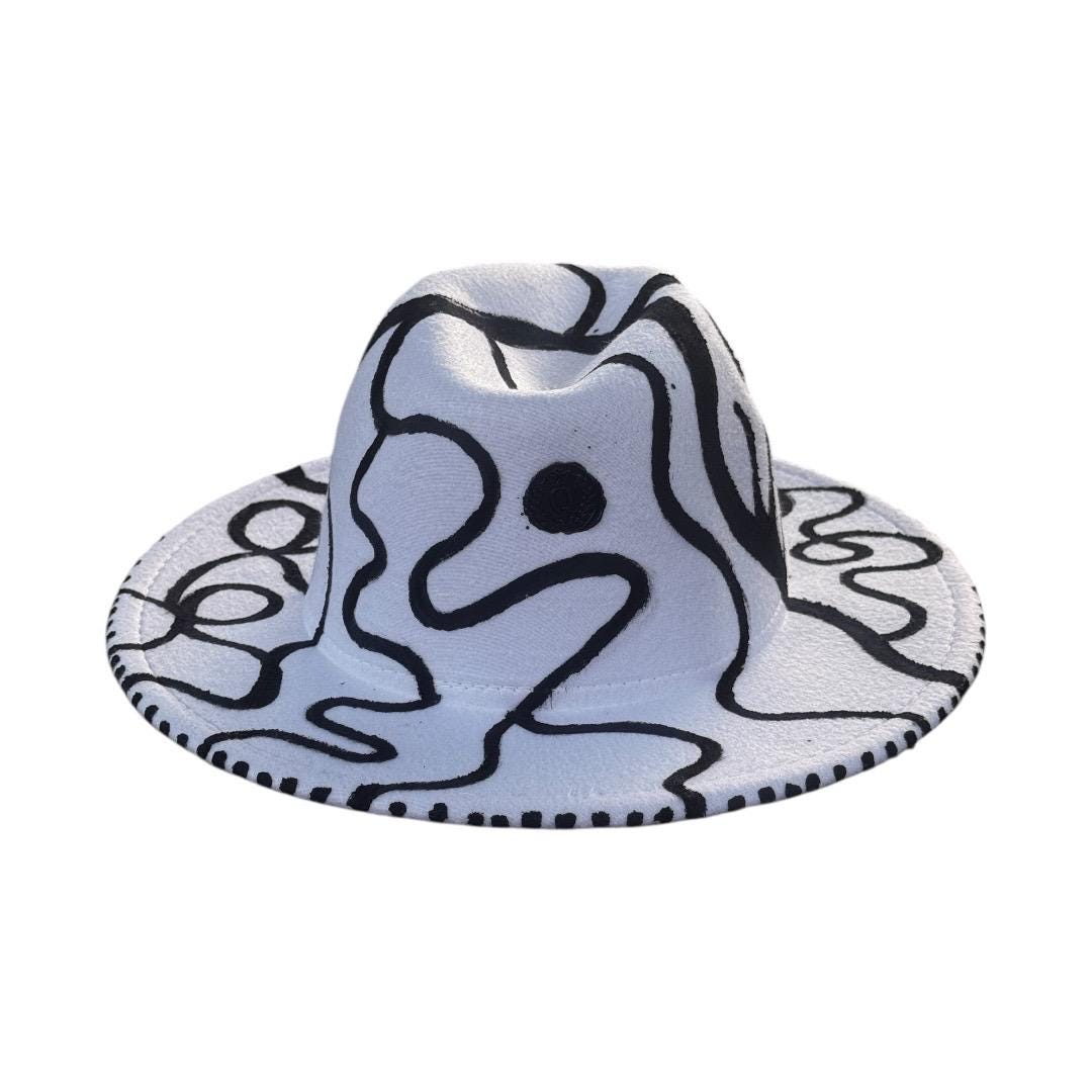 Hand-Painted Abstract Fedora Hat: Wearable Art Statement Piece