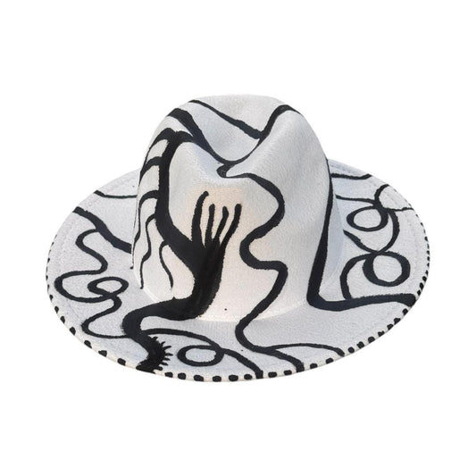 Hand-Painted Abstract Fedora Hat: Wearable Art Statement Piece