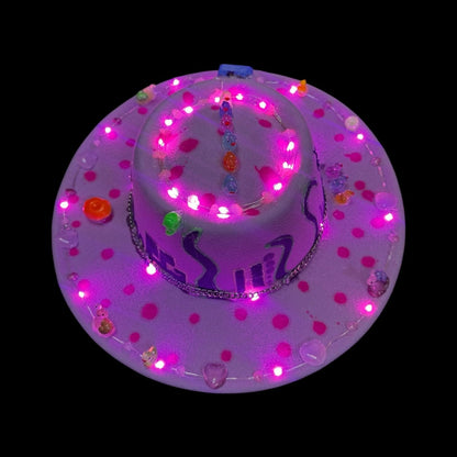 LED Burning Man Hat: Pink Paradise Glow-in-Dark Festival Rave Hat