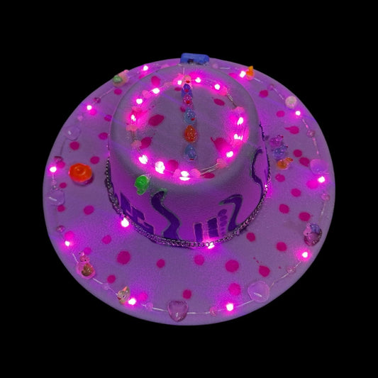 LED Burning Man Hat: Pink Paradise Glow-in-Dark Festival Rave Hat