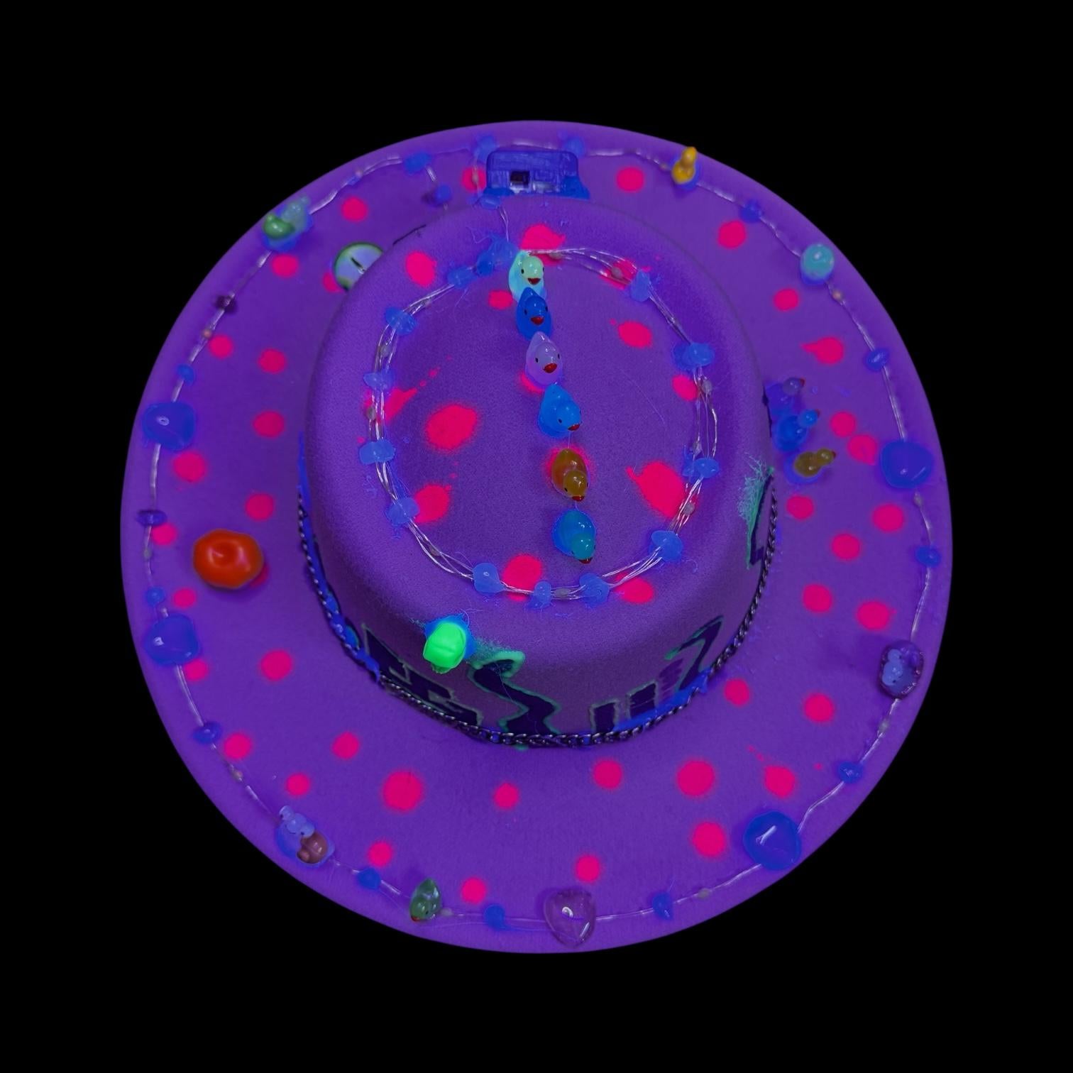 LED Burning Man Hat: Pink Paradise Glow-in-Dark Festival Rave Hat