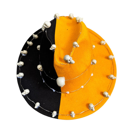 Orange & Black Skull Burning Man Hat: LED Light-Up Statement Piece
