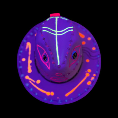 UV Reactive Alien Fedora: Hand-Painted LED Burning Man Rave Hat