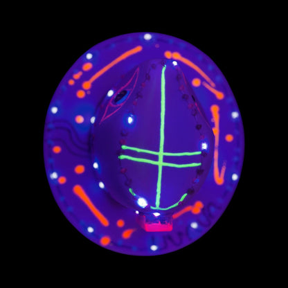 UV Reactive Alien Fedora: Hand-Painted LED Burning Man Rave Hat