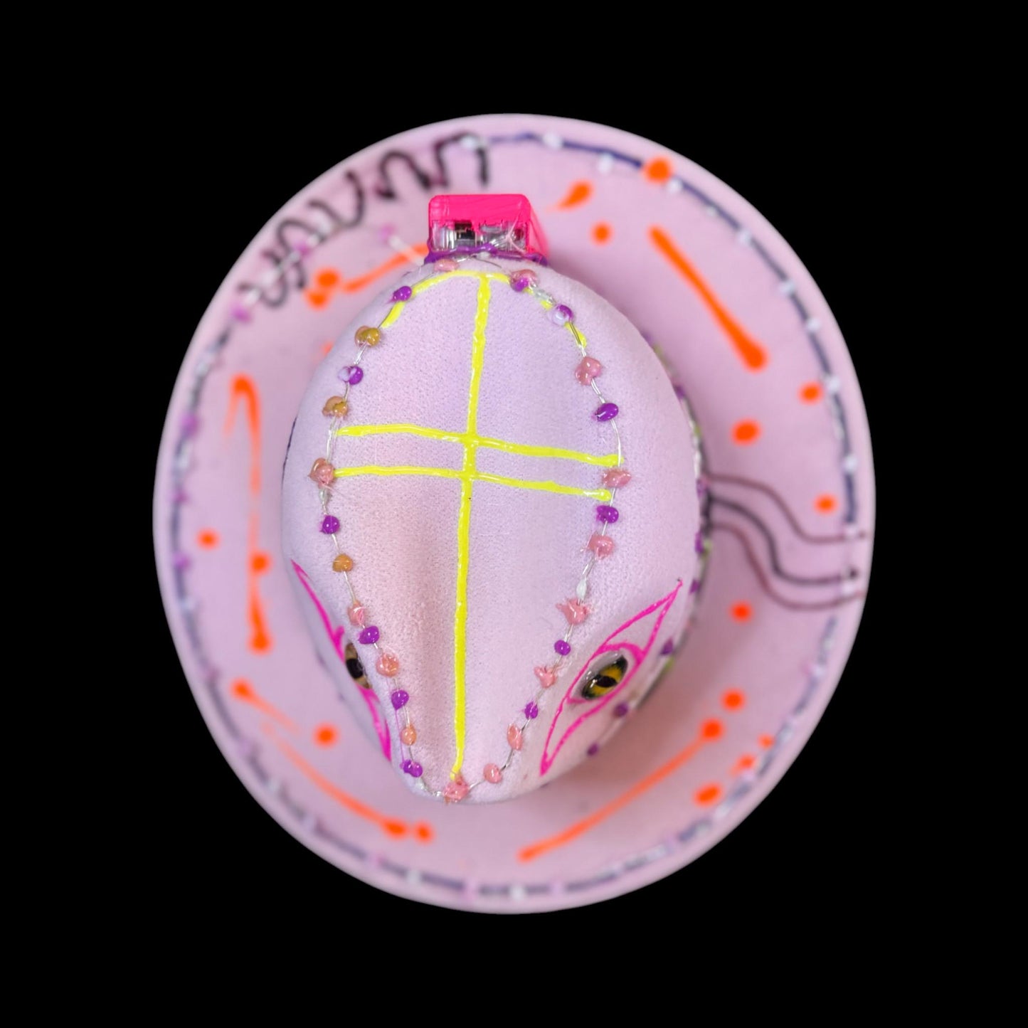 UV Reactive Alien Fedora: Hand-Painted LED Burning Man Rave Hat