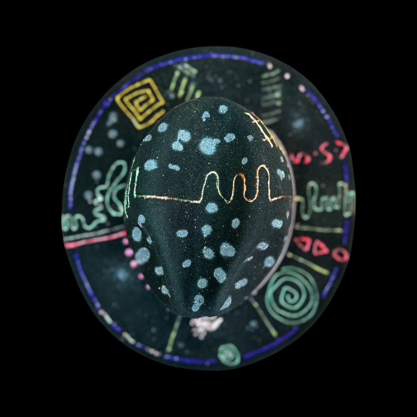 UV Reactive Fedora: Hand-Painted Neon Pegasus, Silver Pendant - Burning Man Rave Hat