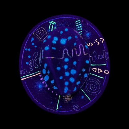 UV Reactive Fedora: Hand-Painted Neon Pegasus, Silver Pendant - Burning Man Rave Hat