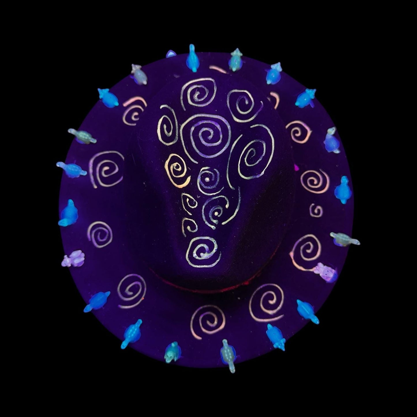 Dino Land Festival Fedora: Pink Spiral Rave Hat with Dinosaur Charms