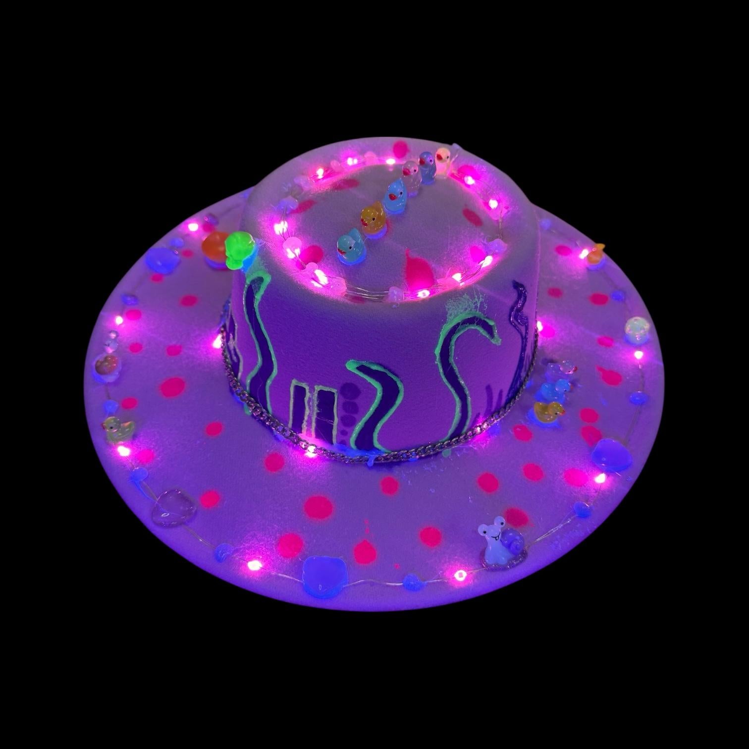 LED Burning Man Hat: Pink Paradise Glow-in-Dark Festival Rave Hat