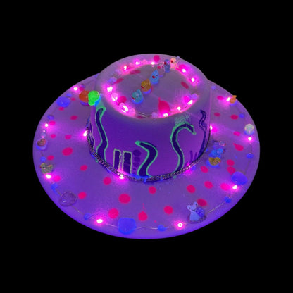 LED Burning Man Hat: Pink Paradise Glow-in-Dark Festival Rave Hat