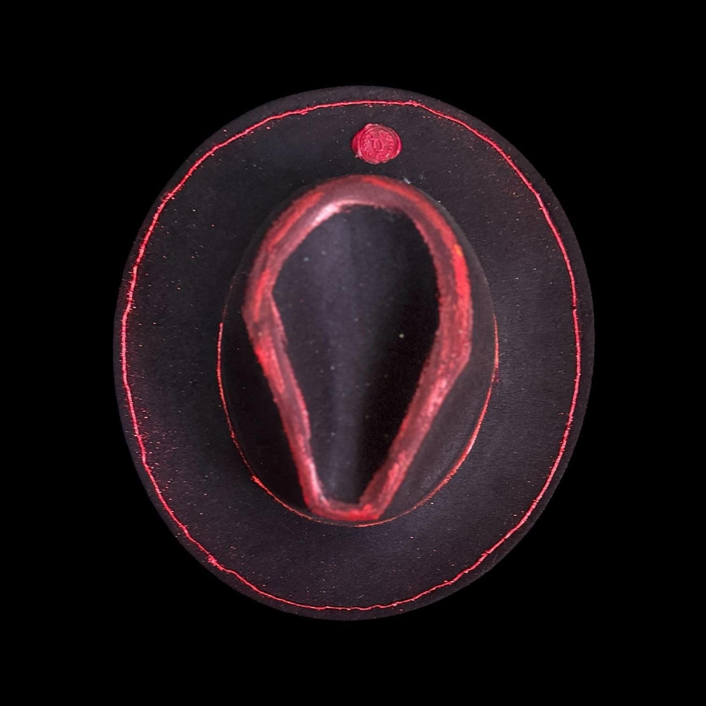 Red Hand-Painted Fedora: Burning Man Costume Hat, Size 57