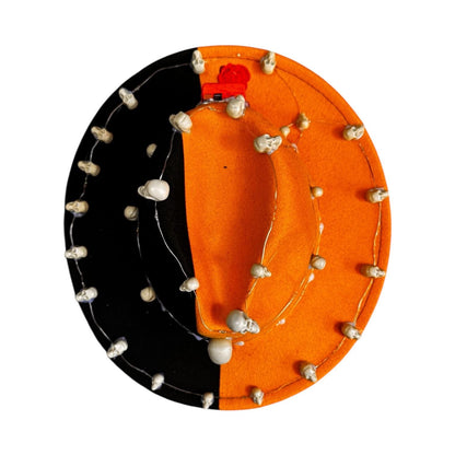 Orange & Black Skull Burning Man Hat: LED Light-Up Statement Piece