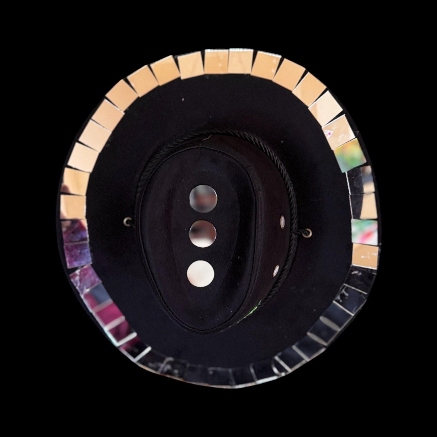 Burning Man Mirror Cowboy Hat: Hand-Painted Dragon Eye UV Rave Hat